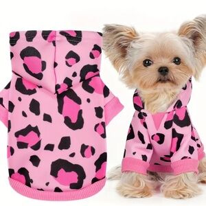 Pink Leopard Print Soft Dog Hoodie NWOT approximately 19” long, 23” chest